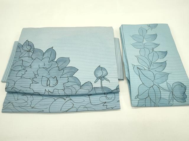 平和屋着物＊夏物　絽塩瀬　つけ帯　手描き　牡丹　正絹　逸品　CABI5434rv