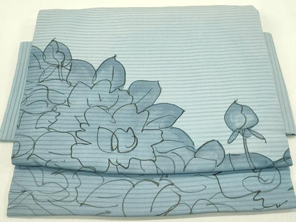 平和屋着物＊夏物　絽塩瀬　つけ帯　手描き　牡丹　正絹　逸品　CABI5434rv