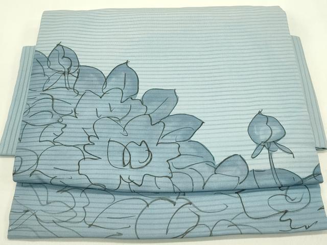 平和屋着物＊夏物　絽塩瀬　つけ帯　手描き　牡丹　正絹　逸品　CABI5434rv