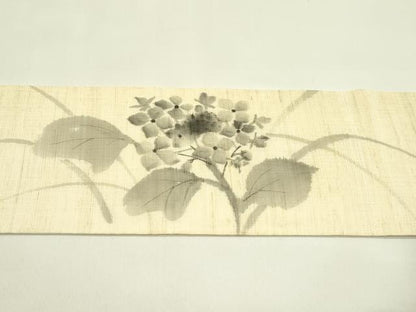 平和屋着物＊夏物　九寸名古屋帯　作家物　手描き　紫陽花　麻　逸品　CABI5441rv