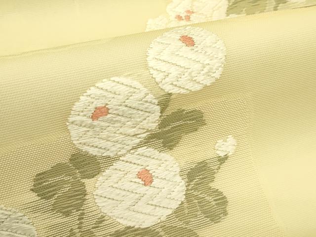 平和屋着物＊夏物　九寸名古屋帯　唐織　菊　牡丹　正絹　逸品　CABI5445rv