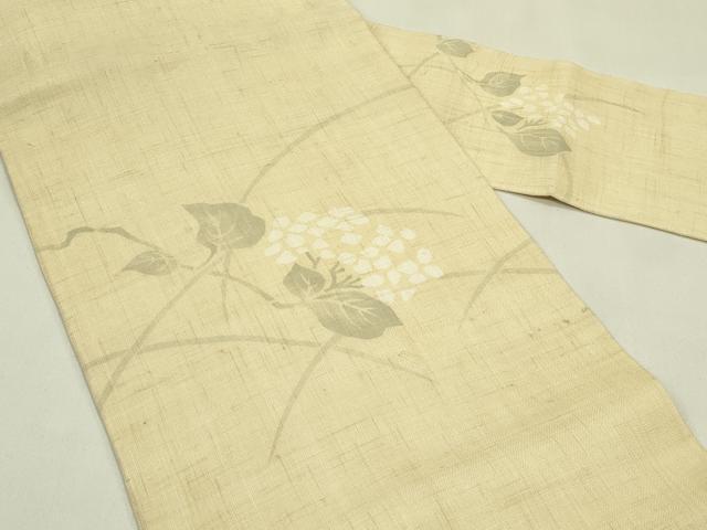 平和屋着物＊夏物　九寸名古屋帯　紫陽花　麻　逸品　CABI5447rv