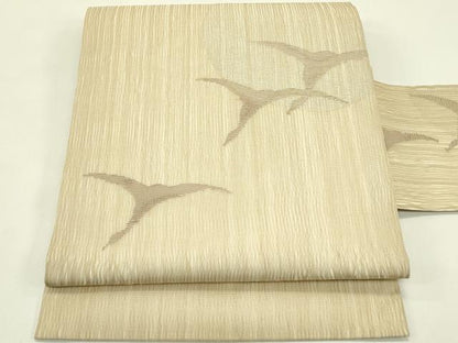 平和屋着物＊夏物　九寸名古屋帯　飛鶴文　正絹　逸品　CABI5450rv