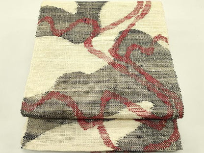 平和屋着物＊夏物　八寸名古屋帯　抽象文　正絹　逸品　CABI5456rv