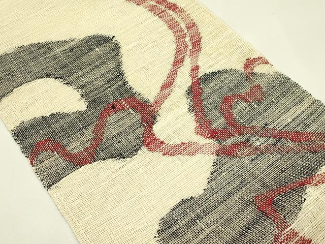 平和屋着物＊夏物　八寸名古屋帯　抽象文　正絹　逸品　CABI5456rv