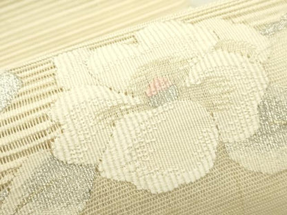 平和屋着物＊夏物　八寸名古屋帯　絽綴れ　流水花文　金銀糸　正絹　逸品　CABI5460rv