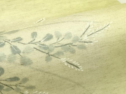 平和屋着物＊夏物　九寸名古屋帯　手描き　萩　麻　逸品　CABI5466rv