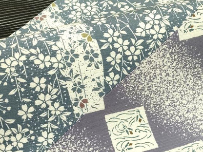 平和屋着物＊夏物　九寸名古屋帯　切嵌　草花文　黒地　正絹　逸品　未使用　CABI5470rv