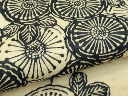 平和屋着物＊夏物　九寸開き名古屋帯　作家物　伊勢型染　牡丹　菊　麻　逸品　CABI5475rv