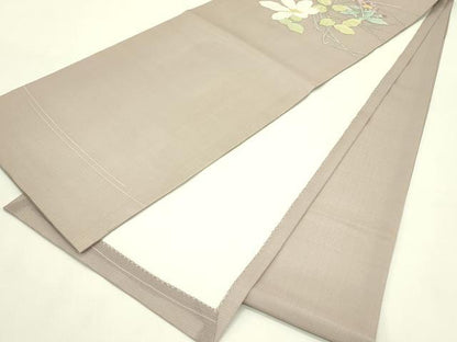 平和屋着物＊夏物　九寸開き名古屋帯　草花文　金銀糸　正絹　逸品　CABI5476rv