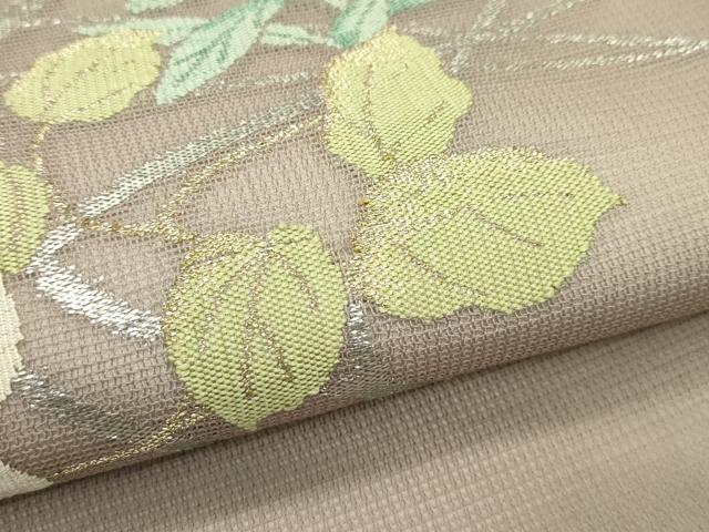 平和屋着物＊夏物　九寸開き名古屋帯　草花文　金銀糸　正絹　逸品　CABI5476rv