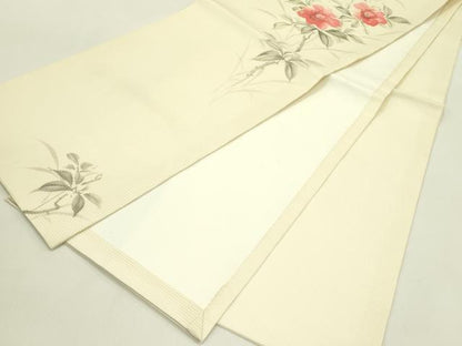 平和屋着物＊夏物　九寸開き名古屋帯　手描き　刺繍　枝花文　銀糸　正絹　逸品　未使用　CABI5478rv