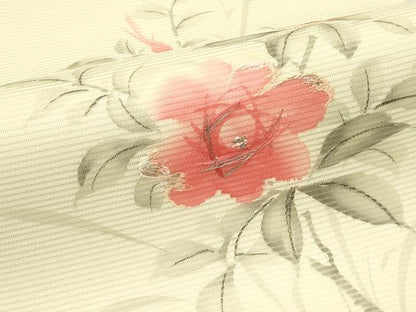 平和屋着物＊夏物　九寸開き名古屋帯　手描き　刺繍　枝花文　銀糸　正絹　逸品　未使用　CABI5478rv