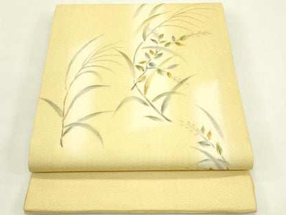 平和屋着物＊夏物　九寸開き名古屋帯　手描き　草木文　正絹　逸品　CABI5480rv