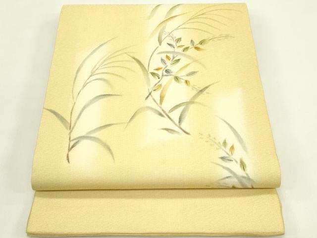 平和屋着物＊夏物　九寸開き名古屋帯　手描き　草木文　正絹　逸品　CABI5480rv