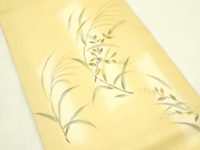 平和屋着物＊夏物　九寸開き名古屋帯　手描き　草木文　正絹　逸品　CABI5480rv