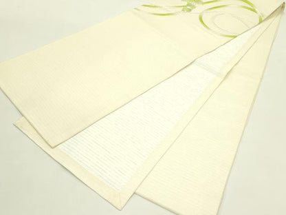 平和屋着物＊夏物　九寸開き名古屋帯　総刺繍　紐文　銀糸　正絹　逸品　CABI5482rv