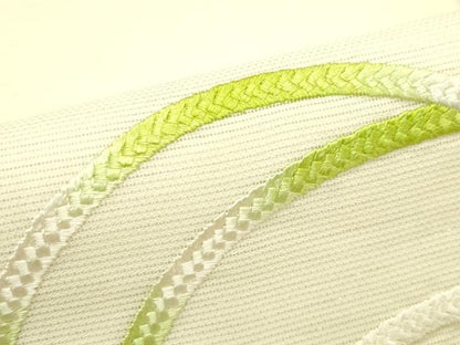 平和屋着物＊夏物　九寸開き名古屋帯　総刺繍　紐文　銀糸　正絹　逸品　CABI5482rv
