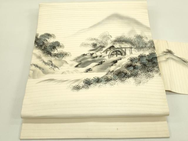 平和屋着物＊夏物　絽塩瀬　九寸名古屋帯　作家物　手描き　風景文　正絹　逸品　CABI5485rv