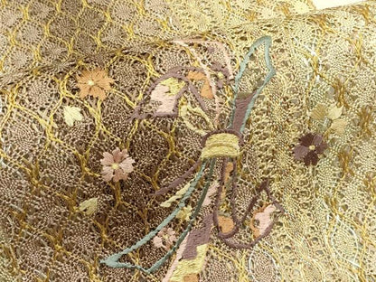 平和屋着物＊夏物　八寸名古屋帯　総刺繍　束ね熨斗花文　金銀糸　やまと誂製　正絹　逸品　CABI5496rv