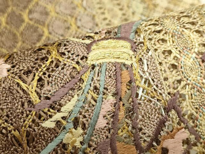 平和屋着物＊夏物　八寸名古屋帯　総刺繍　束ね熨斗花文　金銀糸　やまと誂製　正絹　逸品　CABI5496rv