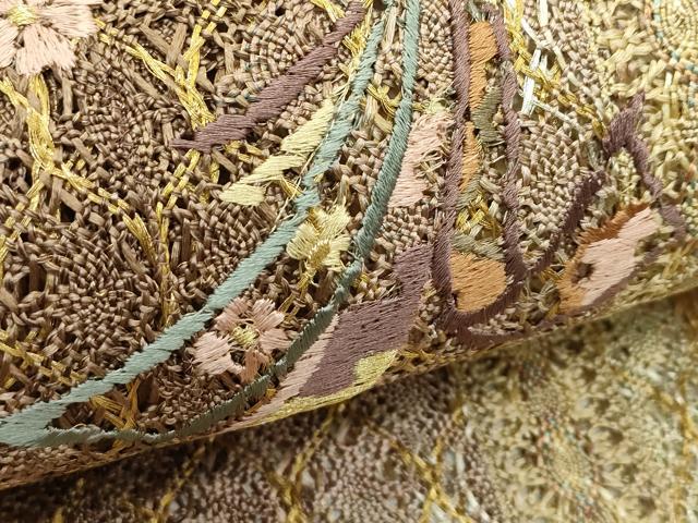 平和屋着物＊夏物　八寸名古屋帯　総刺繍　束ね熨斗花文　金銀糸　やまと誂製　正絹　逸品　CABI5496rv