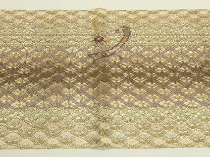 平和屋着物＊夏物　八寸名古屋帯　総刺繍　束ね熨斗花文　金銀糸　やまと誂製　正絹　逸品　CABI5496rv