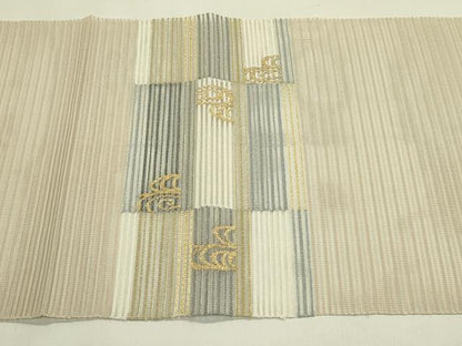平和屋着物＊夏物　八寸名古屋帯　絽綴れ　光琳水市松文　金銀糸　正絹　逸品　CABI5497rv