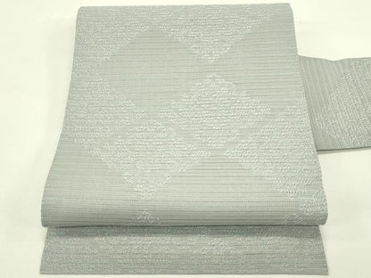 平和屋着物＊夏物　八寸名古屋帯　絽綴れ　菱花文　薄墨色　正絹　逸品　CABI5501rv