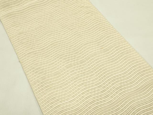 平和屋着物＊夏物　八寸名古屋帯　絽綴れ　よろけ縞　薄香色　正絹　逸品　CABI5502rv