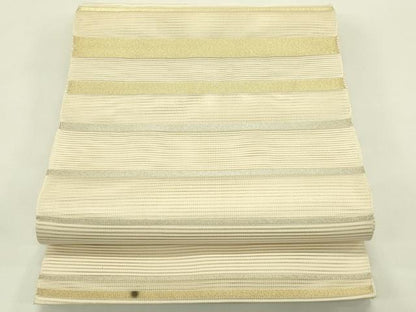 平和屋着物＊夏物　八寸名古屋帯　絽綴れ　枝花文　金銀糸　正絹　逸品　CABI5503rv
