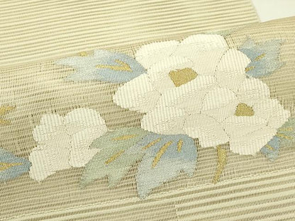 平和屋着物＊夏物　八寸名古屋帯　絽綴れ　枝花文　金銀糸　正絹　逸品　CABI5504rv
