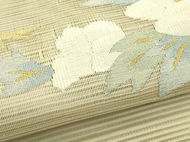 平和屋着物＊夏物　八寸名古屋帯　絽綴れ　枝花文　金銀糸　正絹　逸品　CABI5504rv