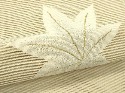 平和屋着物＊夏物　八寸名古屋帯　絽綴れ　立波楓文　金銀糸　正絹　逸品　CABI5505rv