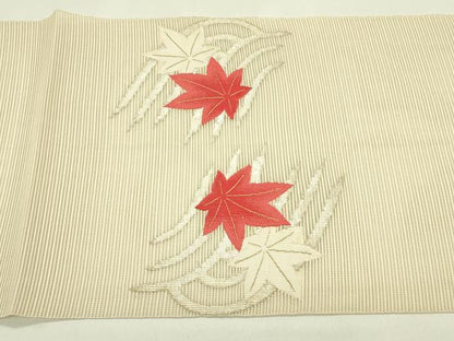 平和屋着物＊夏物　八寸名古屋帯　絽綴れ　立波楓文　金銀糸　正絹　逸品　CABI5505rv