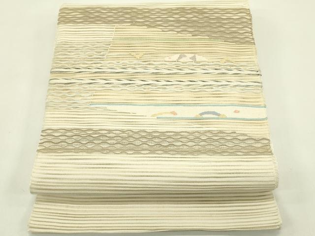 平和屋着物＊夏物　八寸名古屋帯　絽綴れ　抽象文　金糸　正絹　逸品　CABI5513rv
