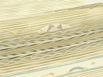 平和屋着物＊夏物　八寸名古屋帯　絽綴れ　抽象文　金糸　正絹　逸品　CABI5513rv