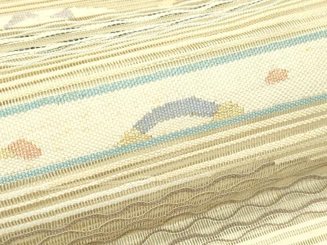 平和屋着物＊夏物　八寸名古屋帯　絽綴れ　抽象文　金糸　正絹　逸品　CABI5513rv