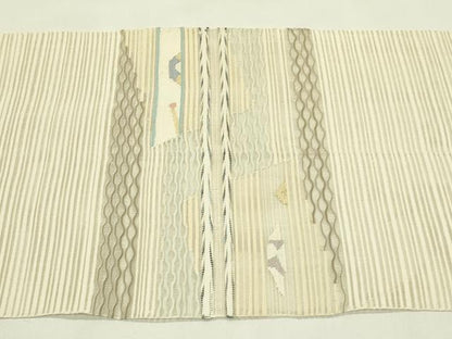 平和屋着物＊夏物　八寸名古屋帯　絽綴れ　抽象文　金糸　正絹　逸品　CABI5513rv