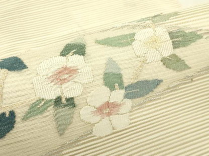平和屋着物＊夏物　八寸名古屋帯　絽綴れ　草花文　金銀糸　正絹　逸品　CABI5514rv