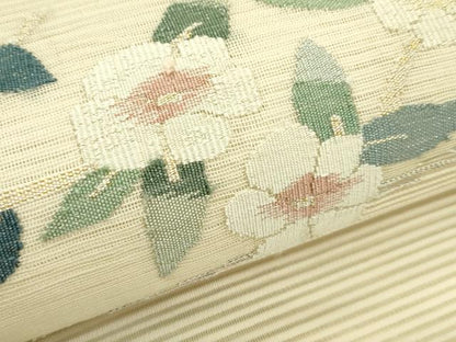 平和屋着物＊夏物　八寸名古屋帯　絽綴れ　草花文　金銀糸　正絹　逸品　CABI5514rv