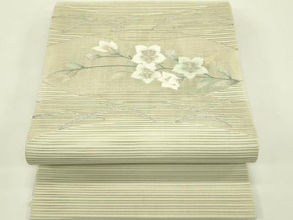 平和屋着物＊夏物　八寸名古屋帯　絽綴れ　草花文　金銀糸　正絹　逸品　CABI5515rv