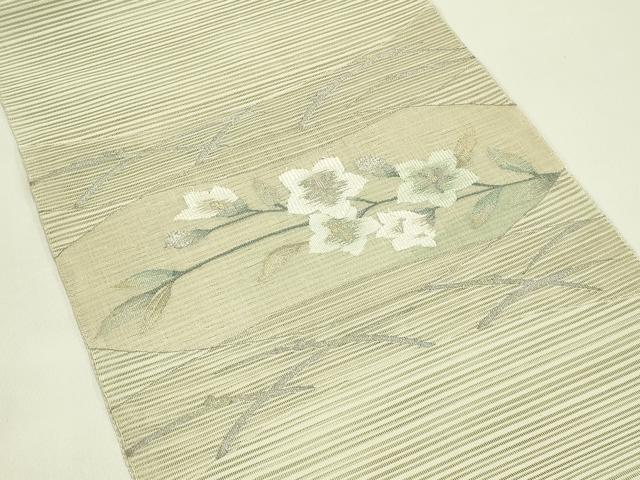 平和屋着物＊夏物　八寸名古屋帯　絽綴れ　草花文　金銀糸　正絹　逸品　CABI5515rv