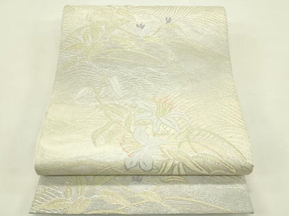 平和屋着物＊夏物　六通柄袋帯　草花文　金銀糸　正絹　逸品　CABI5520rv