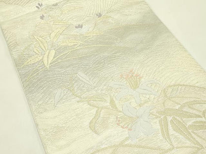 平和屋着物＊夏物　六通柄袋帯　草花文　金銀糸　正絹　逸品　CABI5520rv