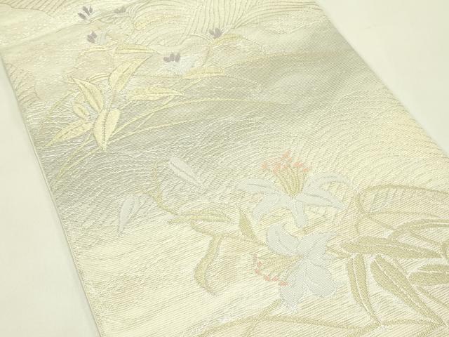 平和屋着物＊夏物　六通柄袋帯　草花文　金銀糸　正絹　逸品　CABI5520rv