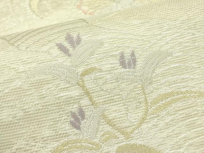平和屋着物＊夏物　六通柄袋帯　草花文　金銀糸　正絹　逸品　CABI5520rv