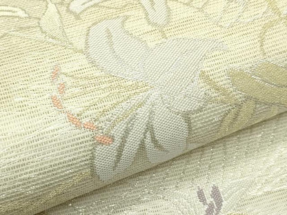 平和屋着物＊夏物　六通柄袋帯　草花文　金銀糸　正絹　逸品　CABI5520rv