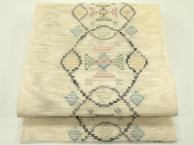 平和屋着物＊夏物　1854年創業　帯屋捨松　八寸名古屋帯　菱吉祥文　正絹　逸品　CABI5521rv