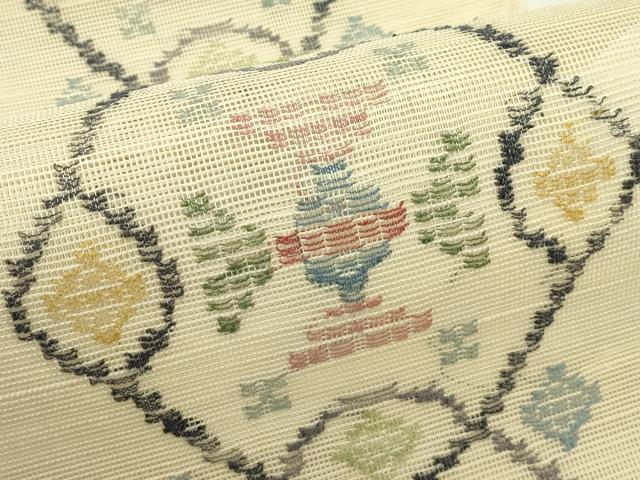 平和屋着物＊夏物　1854年創業　帯屋捨松　八寸名古屋帯　菱吉祥文　正絹　逸品　CABI5521rv